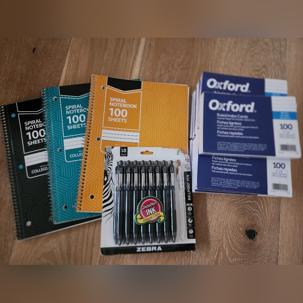 Zebra Pens, Spiral Notebooks and Oxford Index Cards Back To School Set